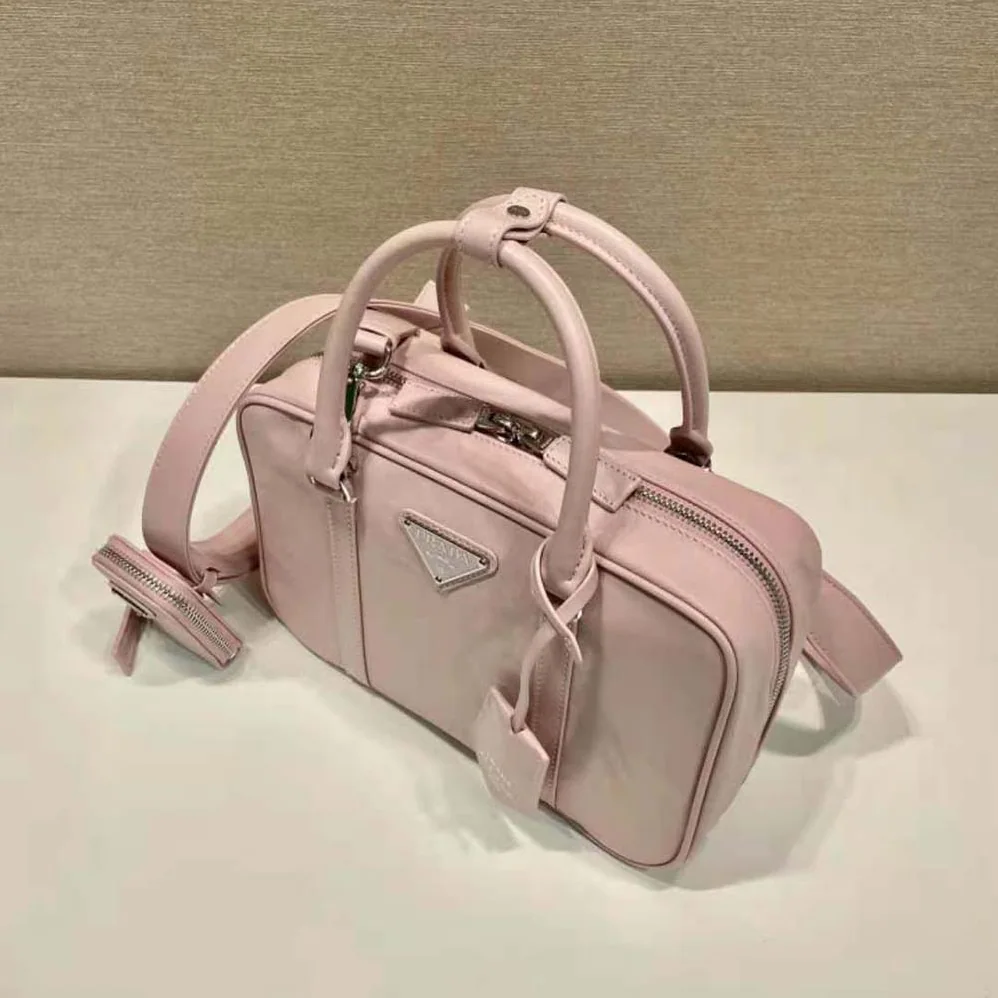 Prada Medium Antique Nappa Leather Top Handle Bag for Women in Pink