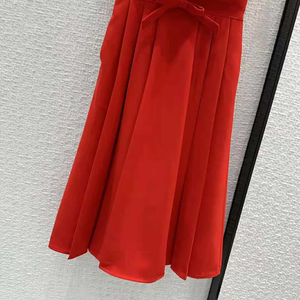 Dior Mid-Length Dress Red Wool and Silk Shantung for Women Dior Mid-Length Dress Red Wool and Silk Shantung for Women
