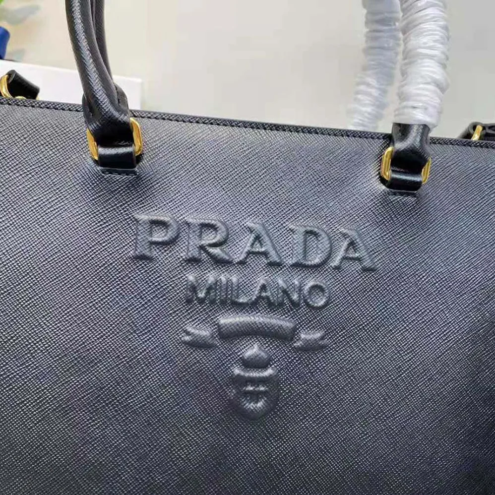 Prada Large Saffiano Leather Handbag for Women in Black