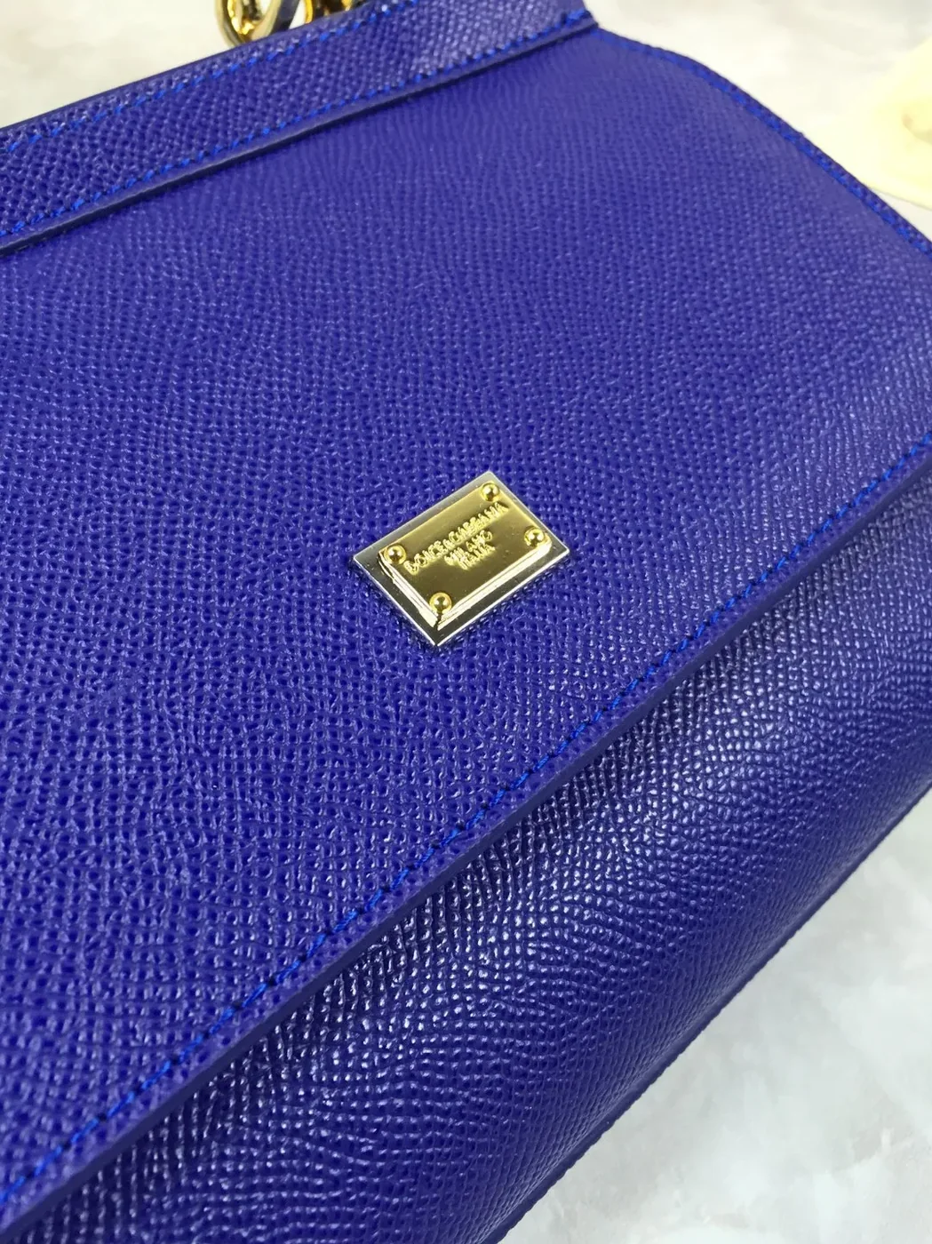 Dolce & Gabbana Medium Sicily Handbag In Dauphine Dark Blue / DG