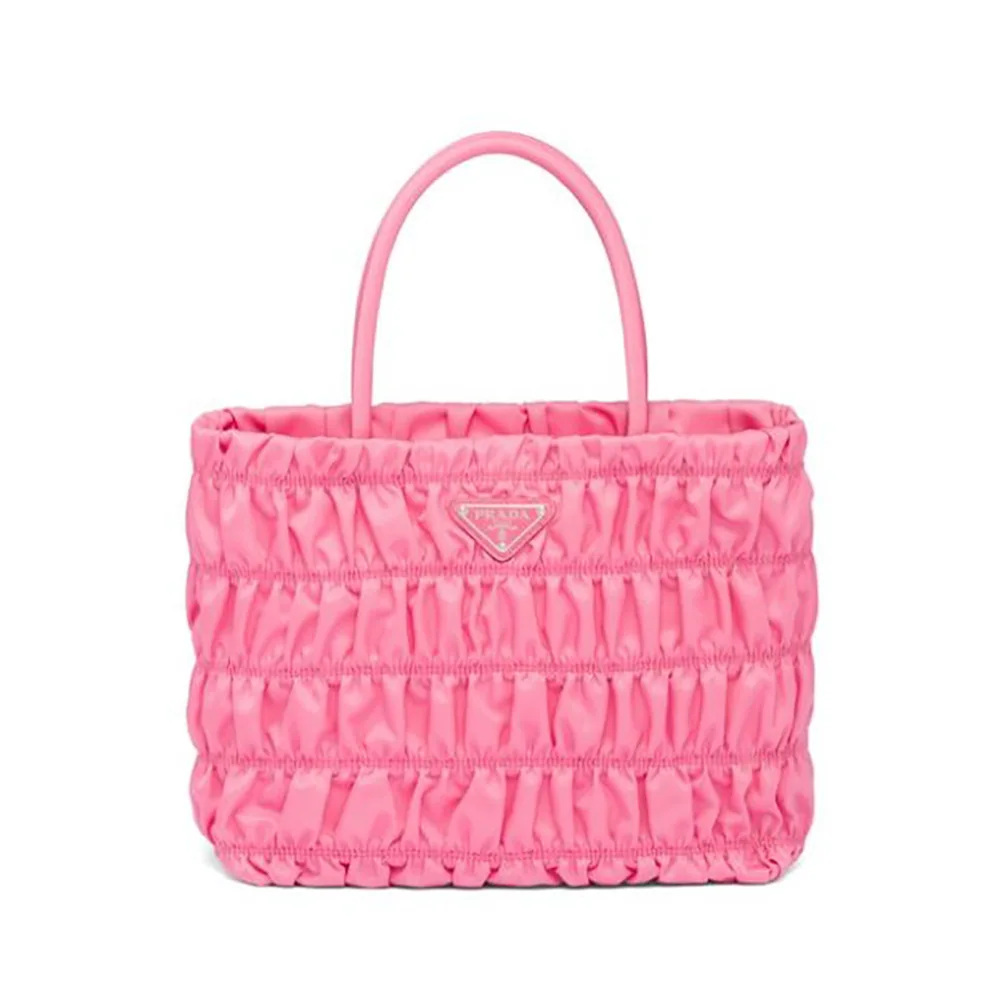 Prada Embossed Nylon Tote for Women in Pink Prada Embossed Nylon Tote for Women in Pink