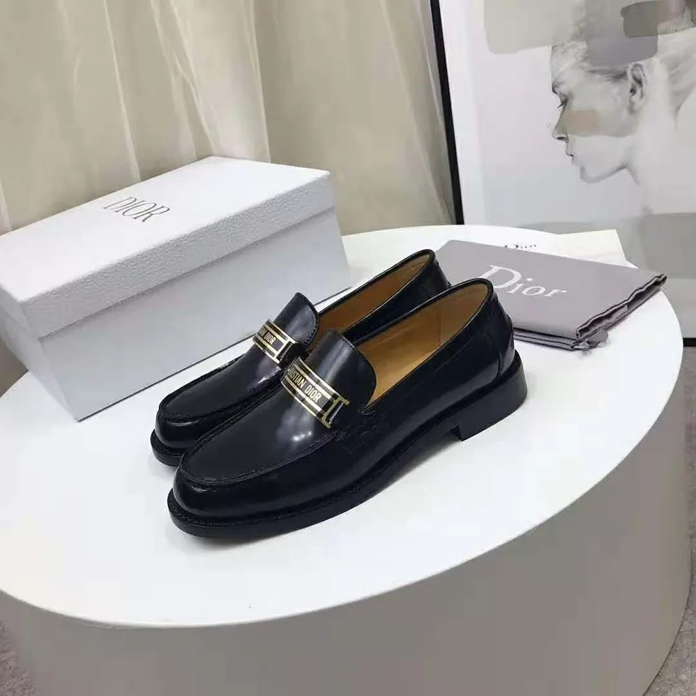 Dior Dior Code Loafer Black Glazed Calfskin for Women