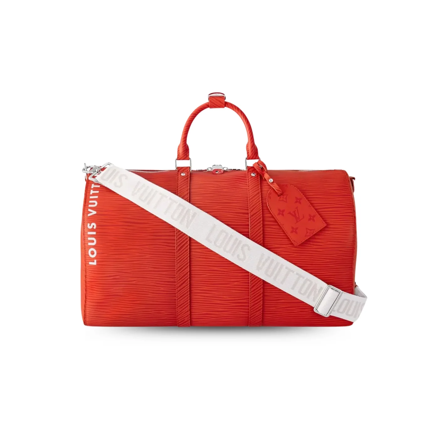 Louis Vuitton Keepall Bandouliere 50 Travel Bag in Red Palladium Hardware Louis Vuitton Keepall Bandouliere 50 Travel Bag in Red Palladium Hardware