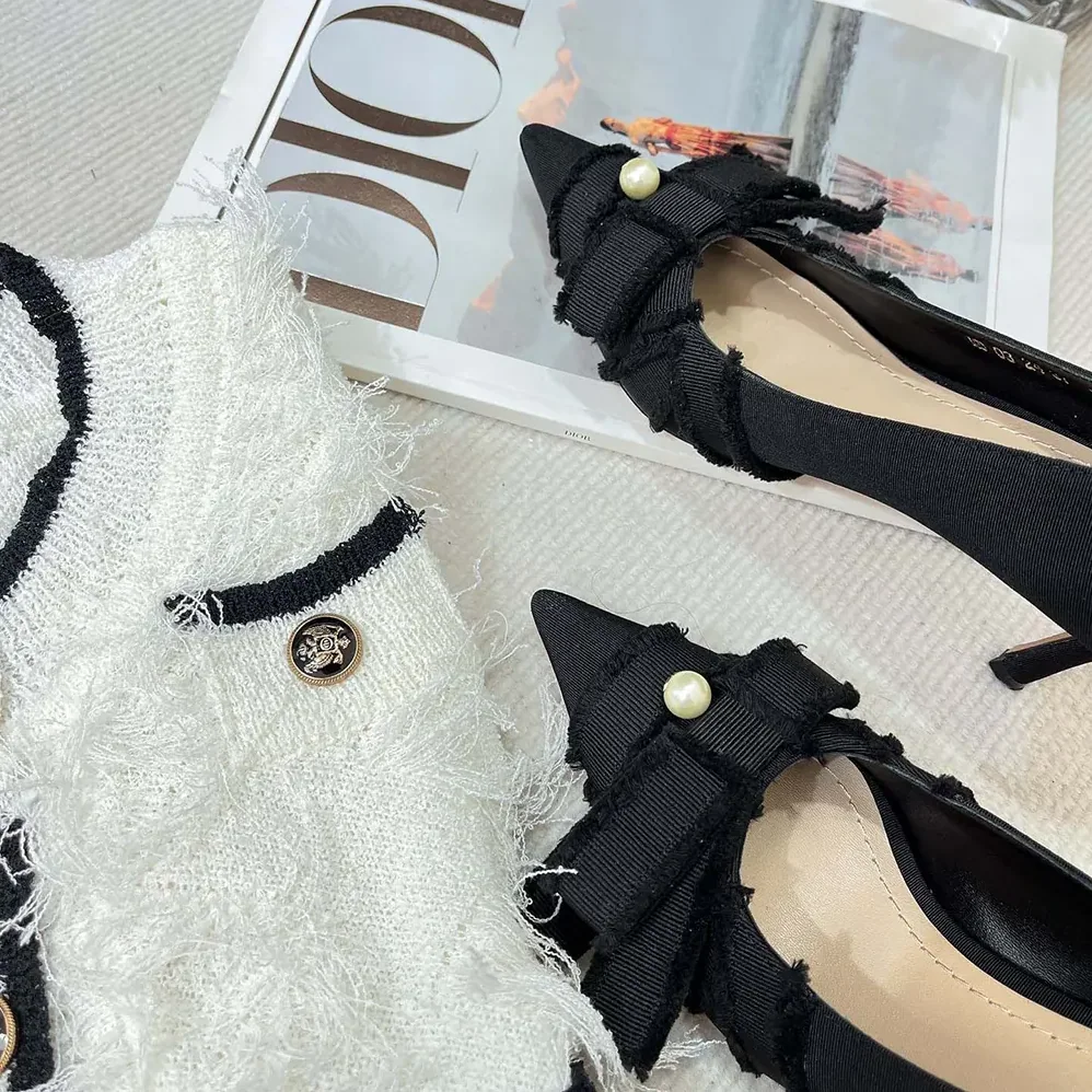 Dior Adiorable Pump Black Fringed Grosgrain for Women