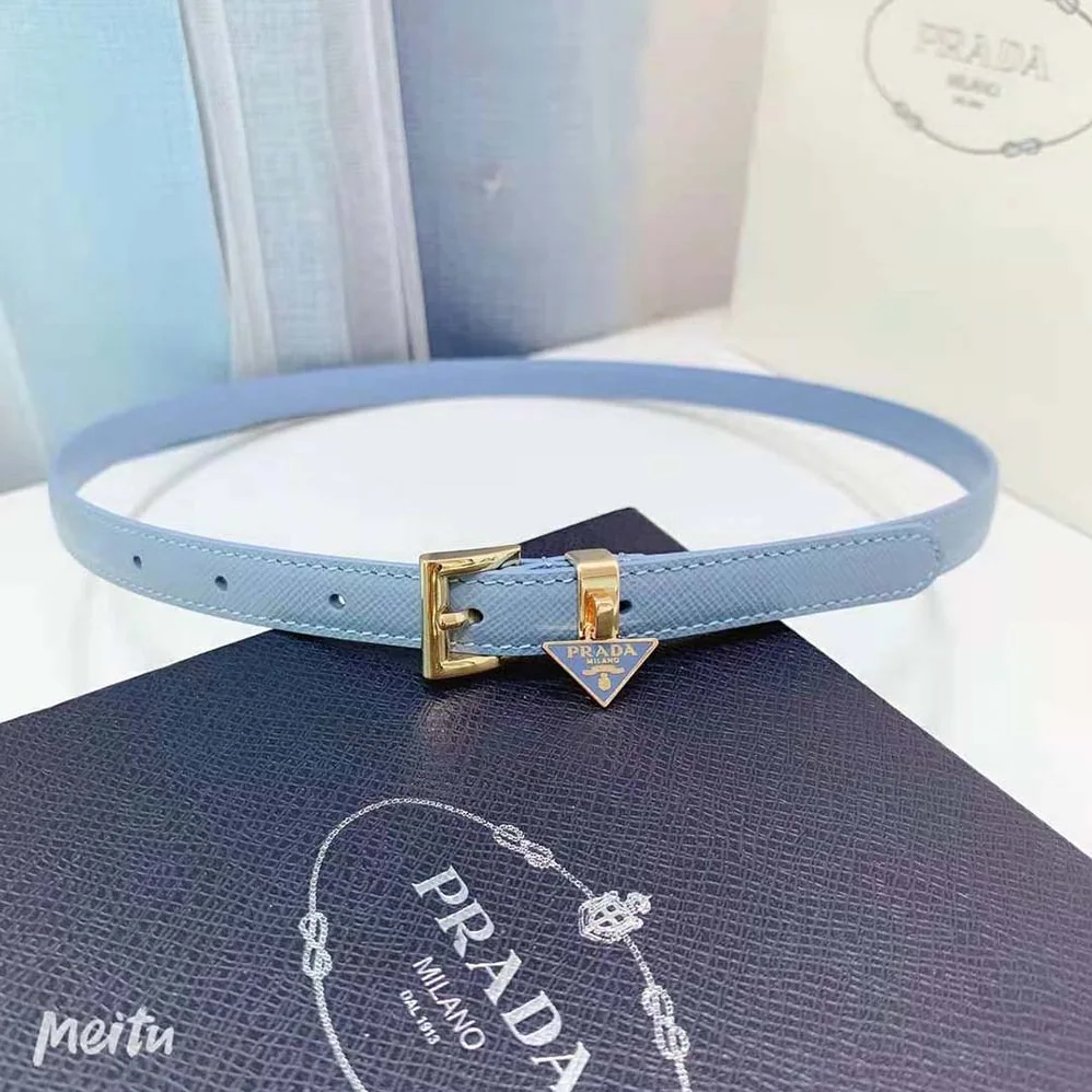 Prada Saffiano Leather Belt for Women in Blue