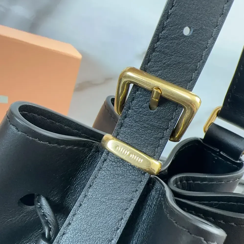 Miu Miu Leather Bucket Bag-Black 5BE090_2CRM_F0002_V_OOO for Women Miu Miu Leather Bucket Bag-Black 5BE090_2CRM_F0002_V_OOO for Women