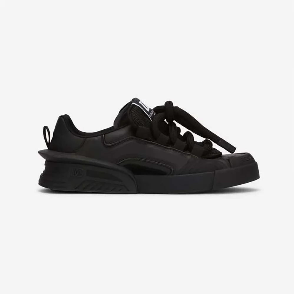 Dolce Gabbana D&G Mixed-Material Portofino Sneakers for Unisex in Black Dolce Gabbana D&G Mixed-Material Portofino Sneakers for Unisex in Black