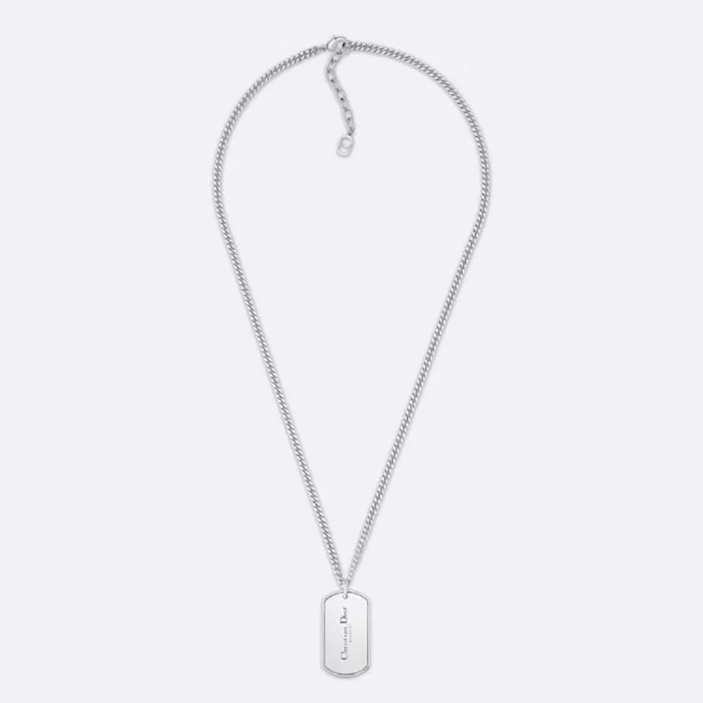 Dior CD Couture Plate Pendant Necklace Silver for Men in Finish Brass Dior CD Couture Plate Pendant Necklace Silver for Men in Finish Brass