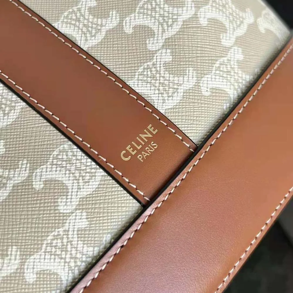 Celine Small Bucket Cuir Triomphe in Triomphe Canvas and Calfskin for Women