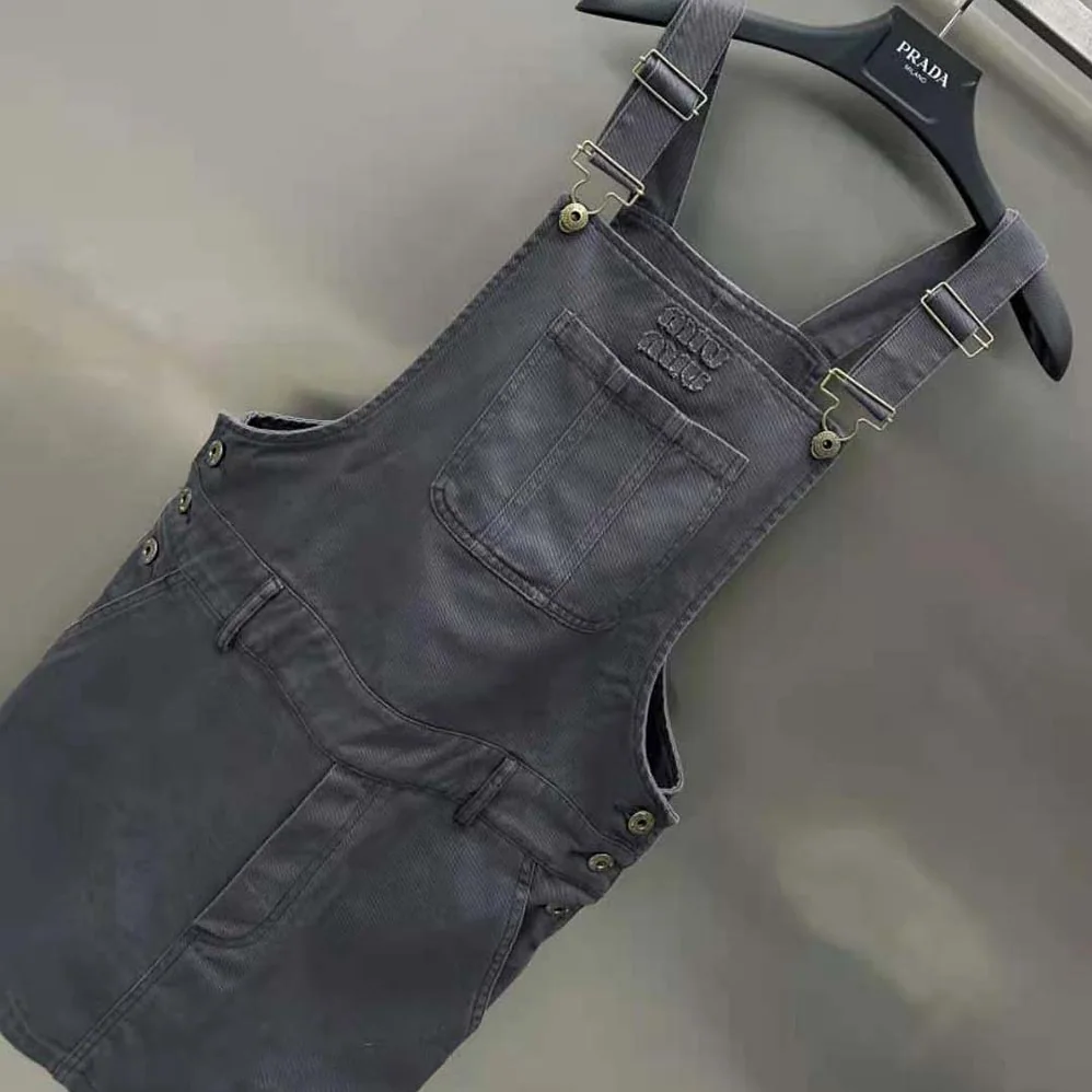 Miu Miu Garment-dyed Gabardine Overall Mini-dress-MF5240 for Women Miu Miu Garment-dyed Gabardine Overall Mini-dress-MF5240 for Women