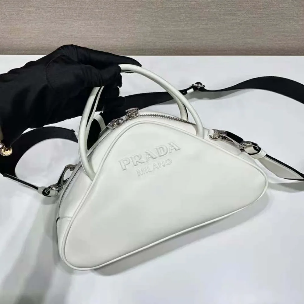 Prada Leather Prada Triangle Bag for Women in White Prada Leather Prada Triangle Bag for Women in White
