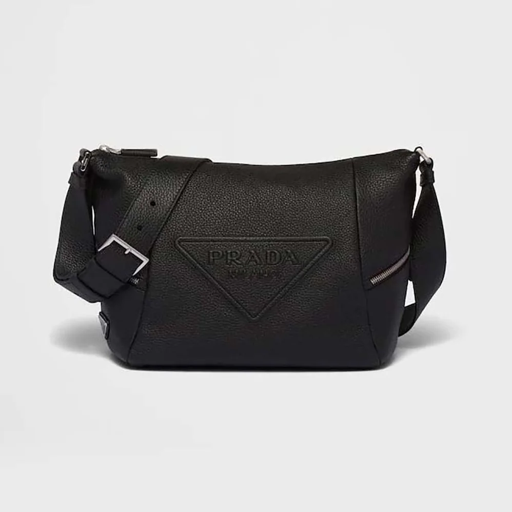 Prada Leather Bag with Shoulder Strap for Men in Black