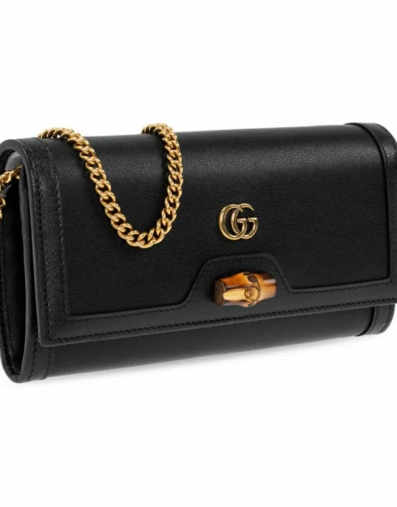 Gucci Diana Chain Wallet With Bamboo Black , / GG