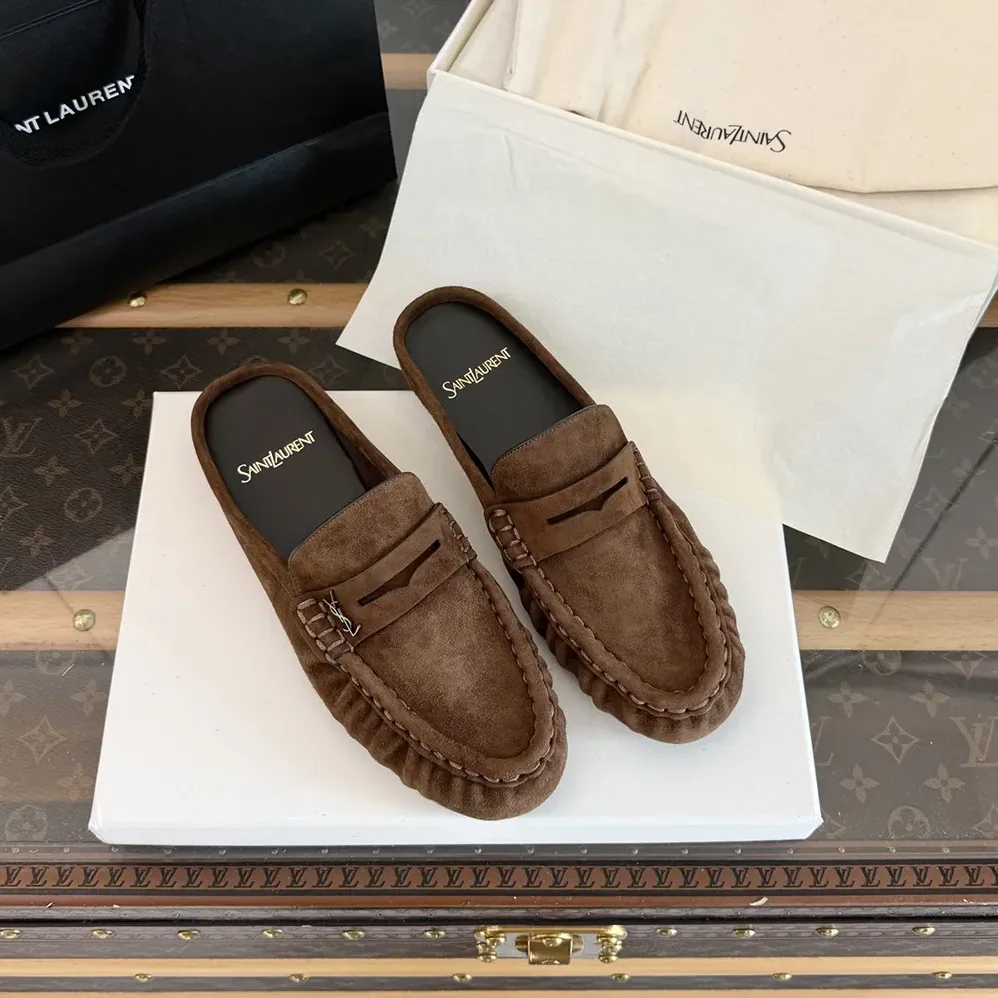 Saint Laurent YSL Le Loafer Mules in Suede for Unisex Saint Laurent YSL Le Loafer Mules in Suede for Unisex