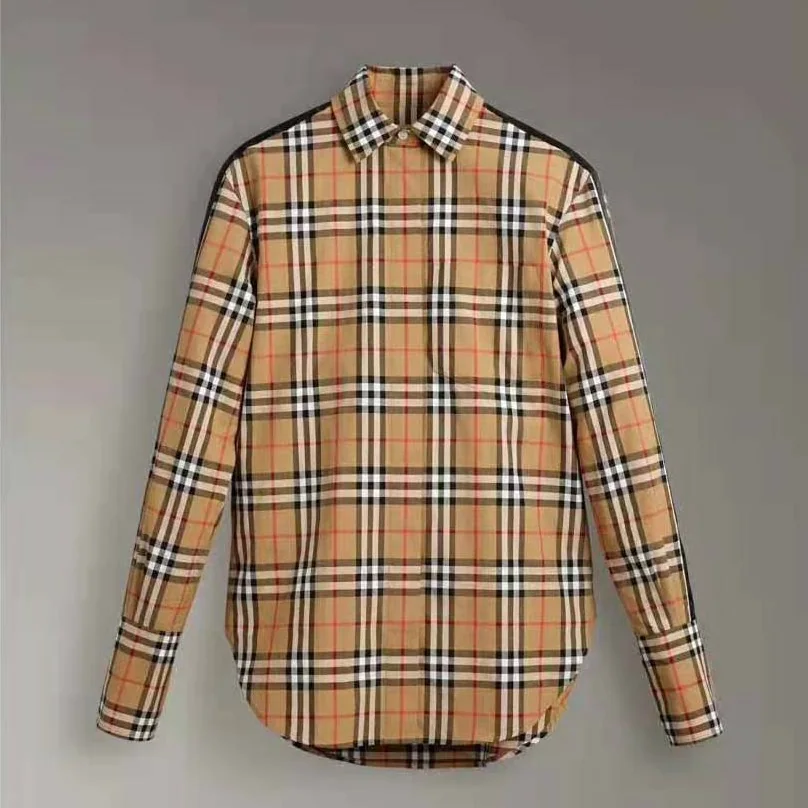 Burberry Satin Stripe Vintage Check Shirt for Women in Brown Burberry Satin Stripe Vintage Check Shirt for Women in Brown