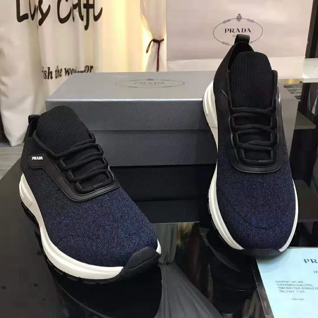 Prada PRAX 01 Knit Fabric Sneakers for Men in Navy Prada PRAX 01 Knit Fabric Sneakers for Men in Navy