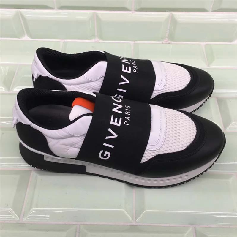Givenchy Runner Elastic Sneakers in Leather and Nylon Shoes Black for Men