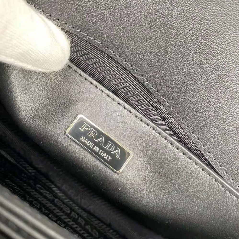 Prada Brushed Leather Shoulder Bag for Women in Black Prada Brushed Leather Shoulder Bag for Women in Black