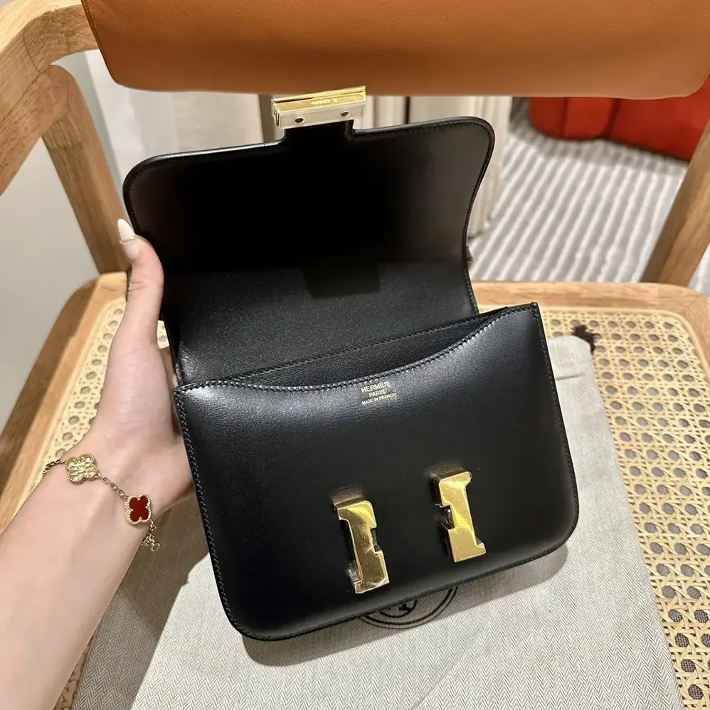 Hermes Constance 18 Bag Box Calf Leather for Women in Black