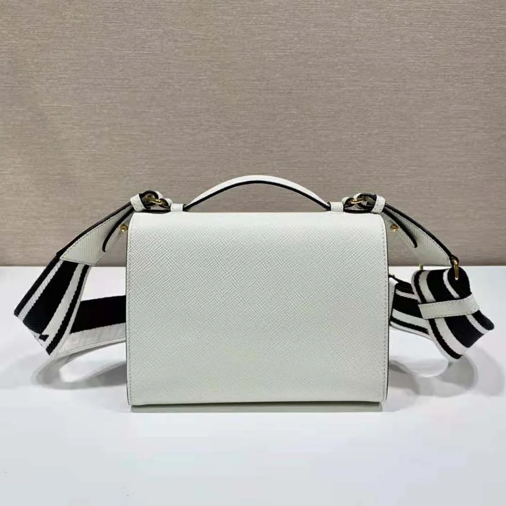 Prada Monochrome Saffiano and Leather Bag for Women in White