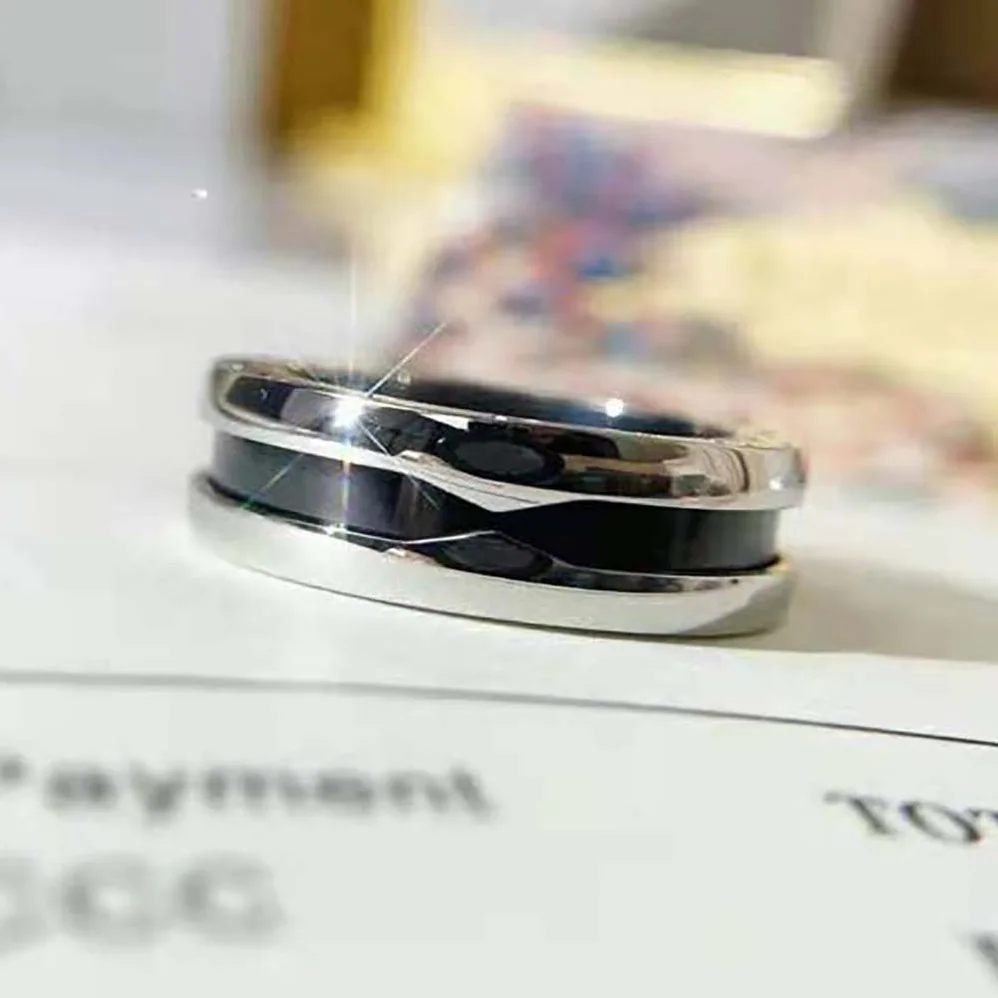 Bvlgari Save the Children One-band Sterling Silver Ring with Black Ceramic for Women