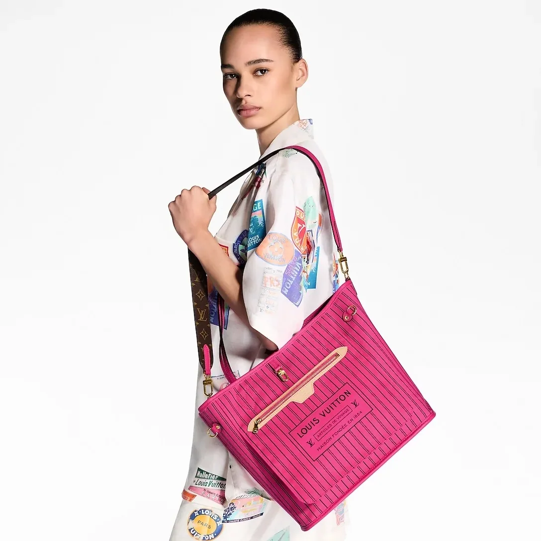 Louis Vuitton Neverfull Bandouliere Inside Out MM Tote Bag in Rose Gold Hardware Louis Vuitton Neverfull Bandouliere Inside Out MM Tote Bag in Rose Gold Hardware