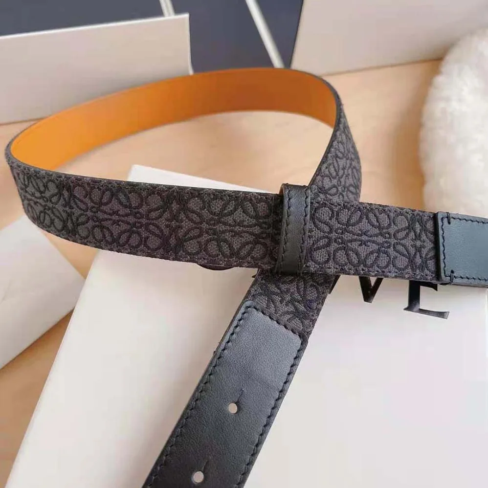 Loewe Anagram Belt in Jacquard and Calfskin for Men in Black Loewe Anagram Belt in Jacquard and Calfskin for Men in Black