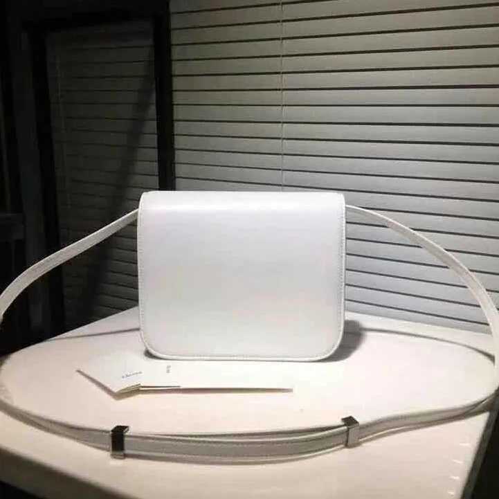 Celine Medium Classic Bag in Box Calfskin Leather in White