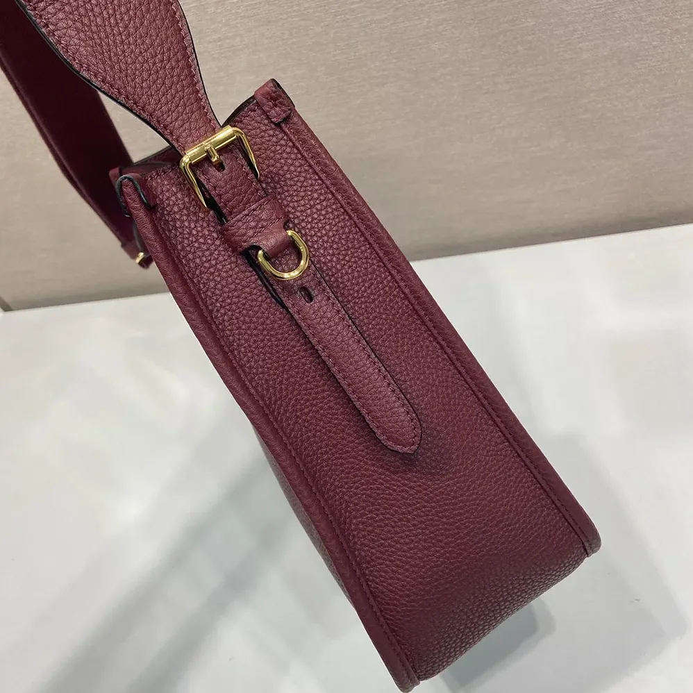 Prada Medium Leather Bag for Women in Burgundy