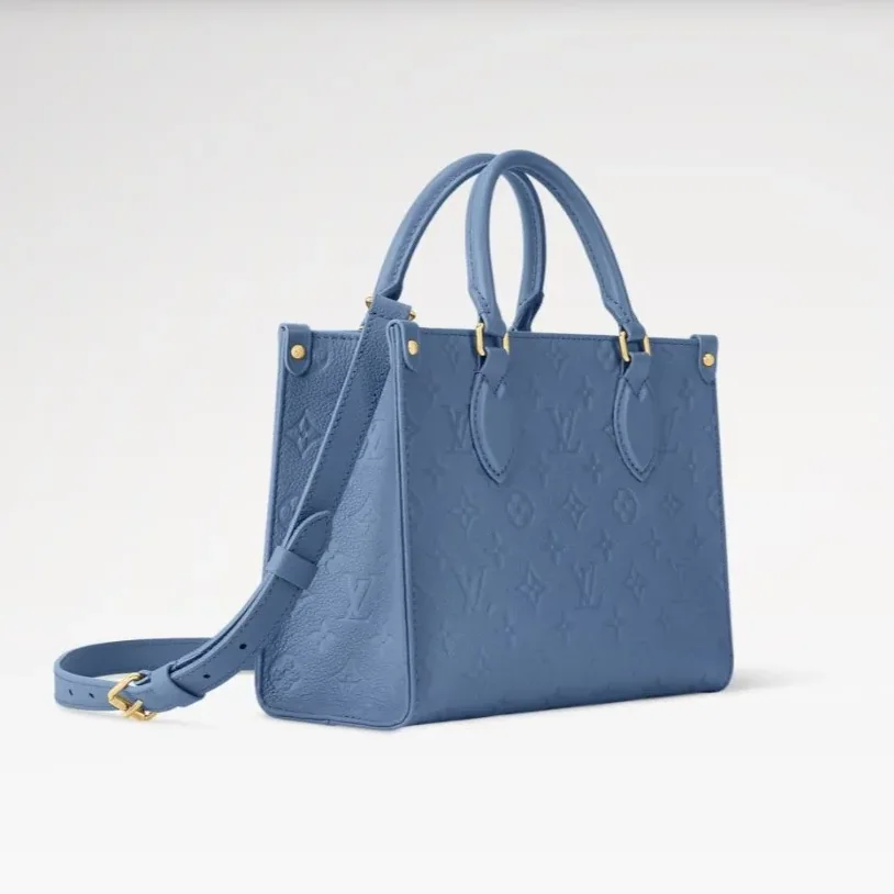 Louis Vuitton OnTheGo PM Tote Bag in Blue Jean Gold Hardware