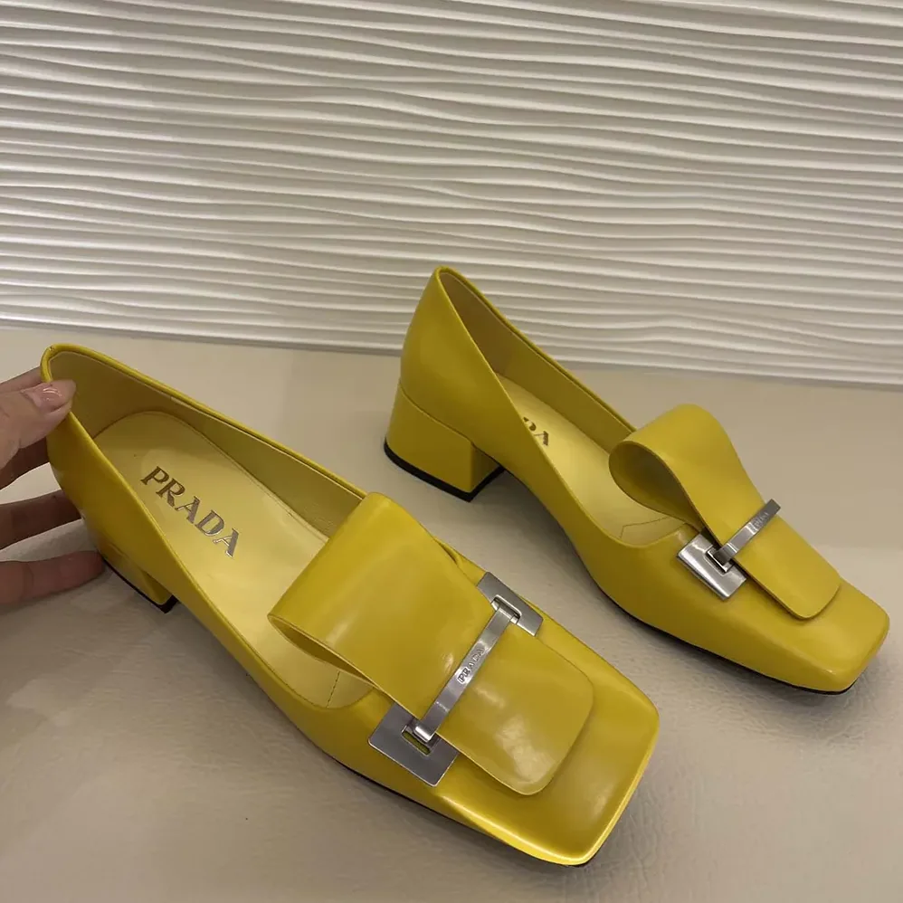 Prada Brushed Leather Pumps for Women in Yellow
