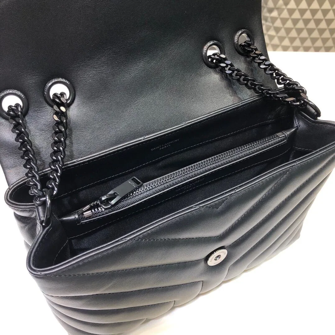 Saint Laurent Loulou Small Chain Bag In Matelassé Y Black in YSL Saint Laurent Loulou Small Chain Bag In Matelassé Y Black in YSL