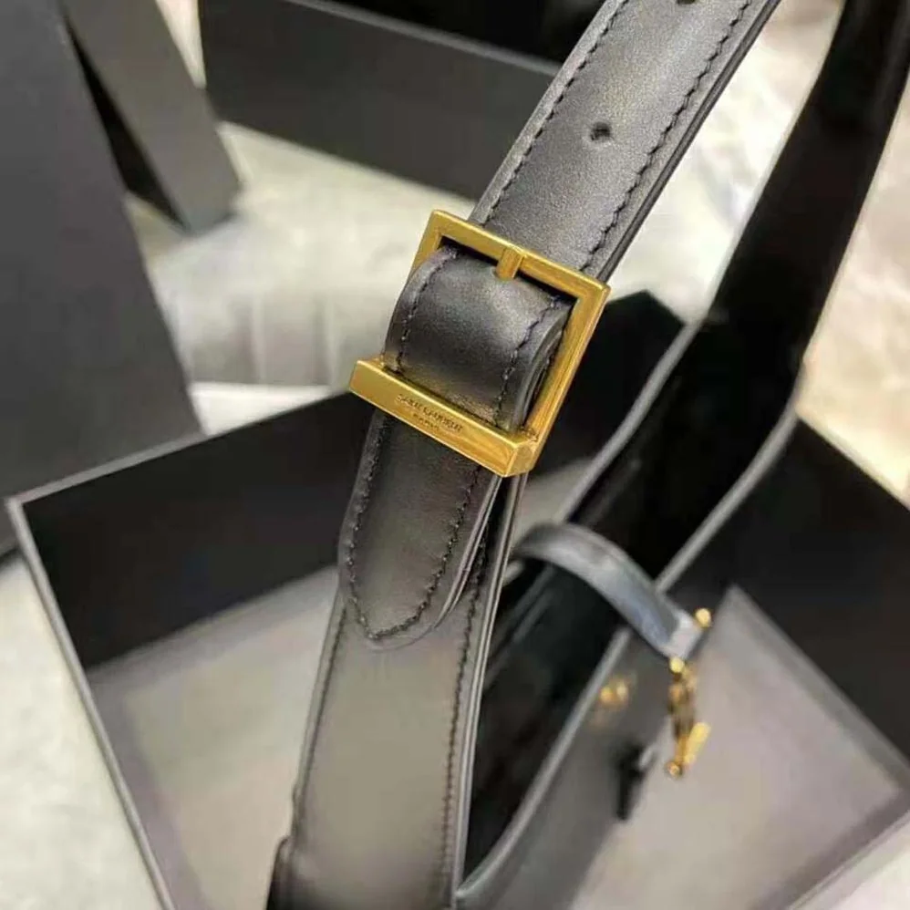 Saint Laurent YSL LE 5 A 7 Hobo Bag in Smooth Leather for Women in Black Saint Laurent YSL LE 5 A 7 Hobo Bag in Smooth Leather for Women in Black