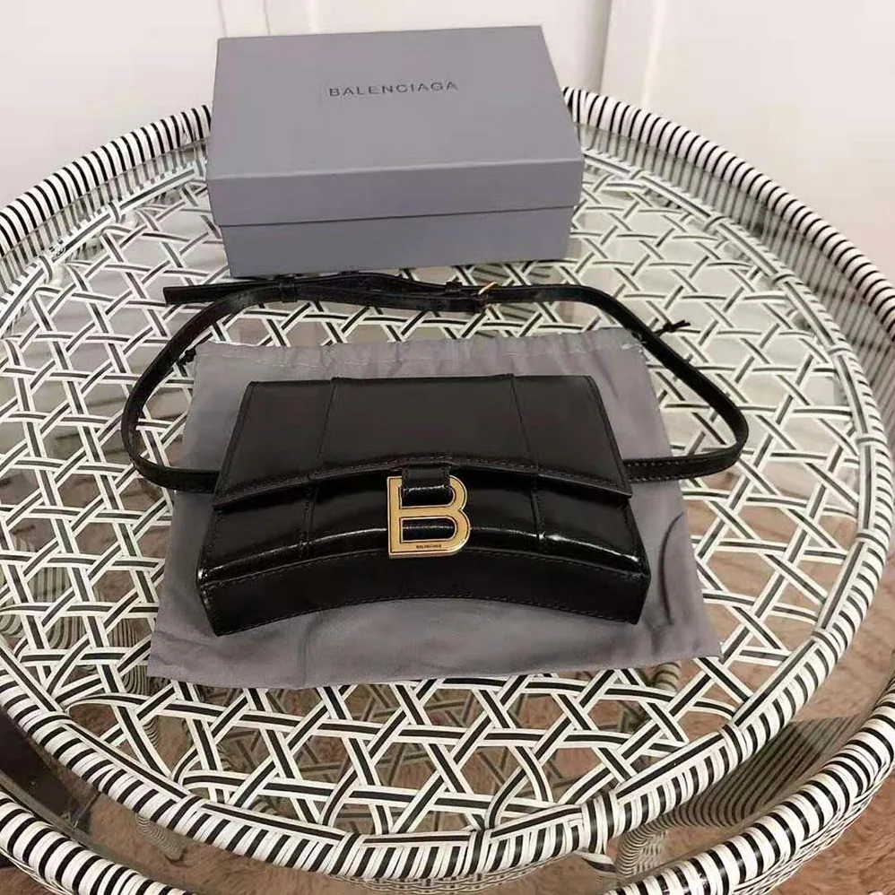 Balenciaga Hourglass Small Beltbag in Black Shiny Box Calfskin for Women Balenciaga Hourglass Small Beltbag in Black Shiny Box Calfskin for Women