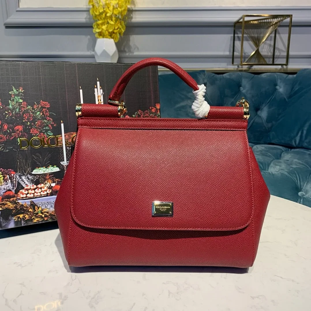 Dolce & Gabbana Small Sicily Bag In Dauphine Red / DG