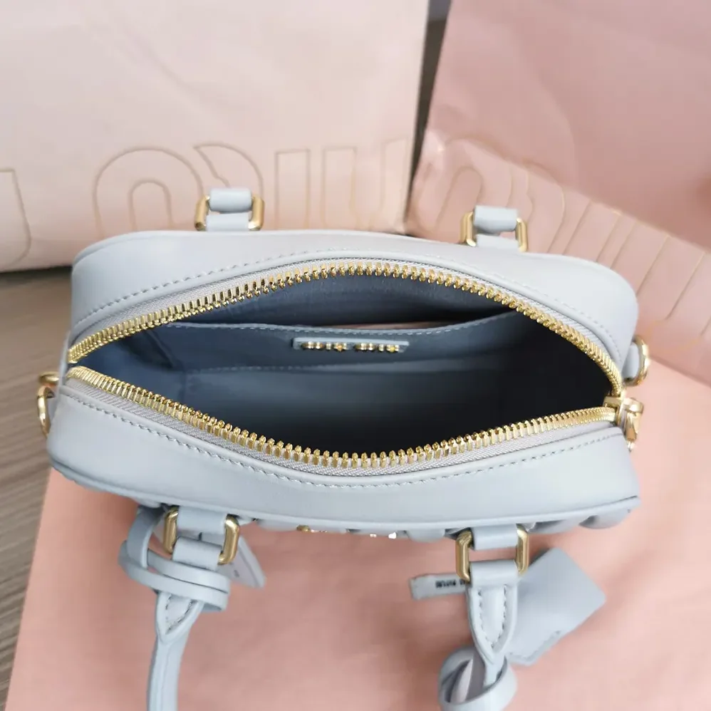 Miu Miu Arcadie Matelassé Nappa Leather Bag for Women in Pearl Gray