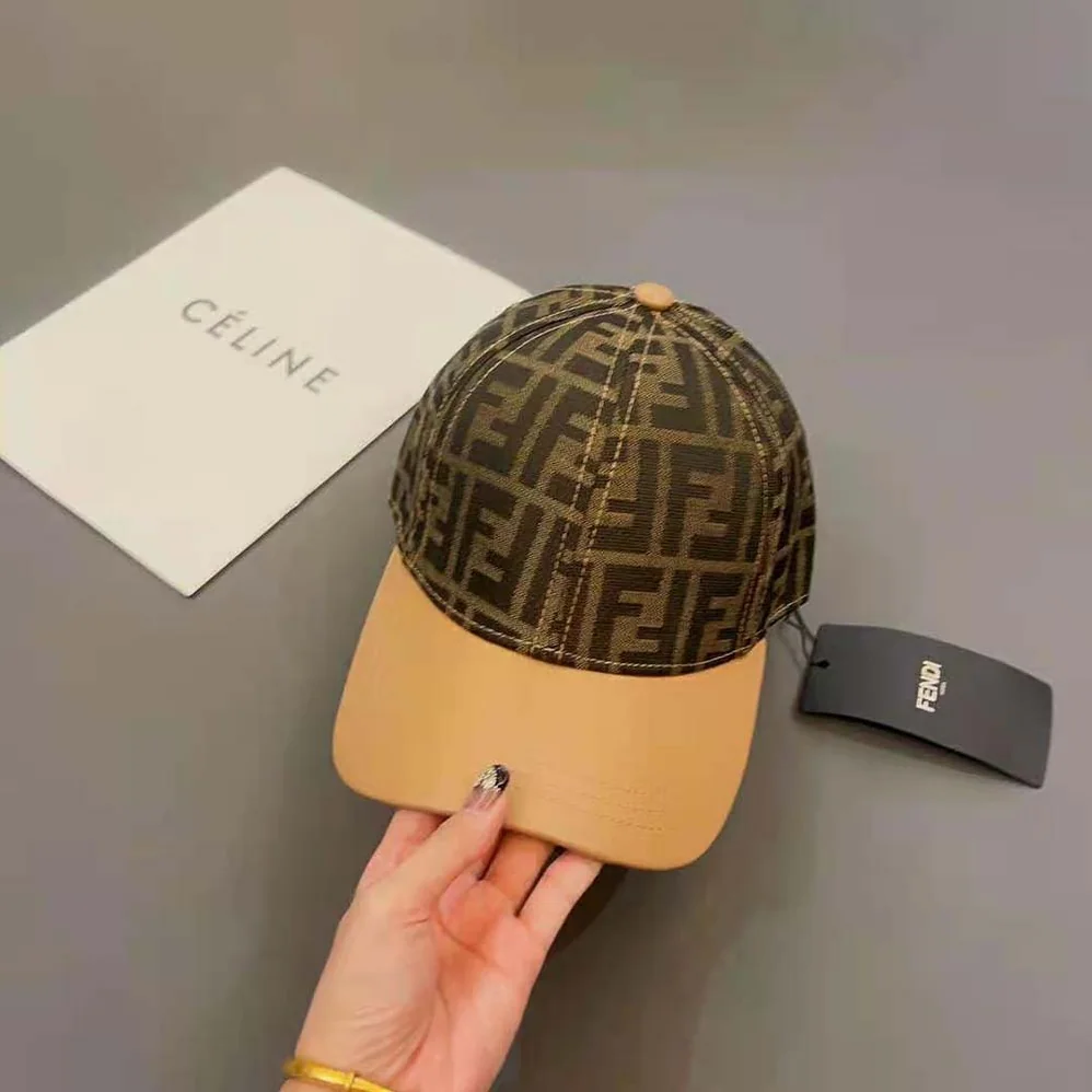 Fendi Hat Brown FF Jacquard Fabric Baseball Cap for Women Fendi Hat Brown FF Jacquard Fabric Baseball Cap for Women