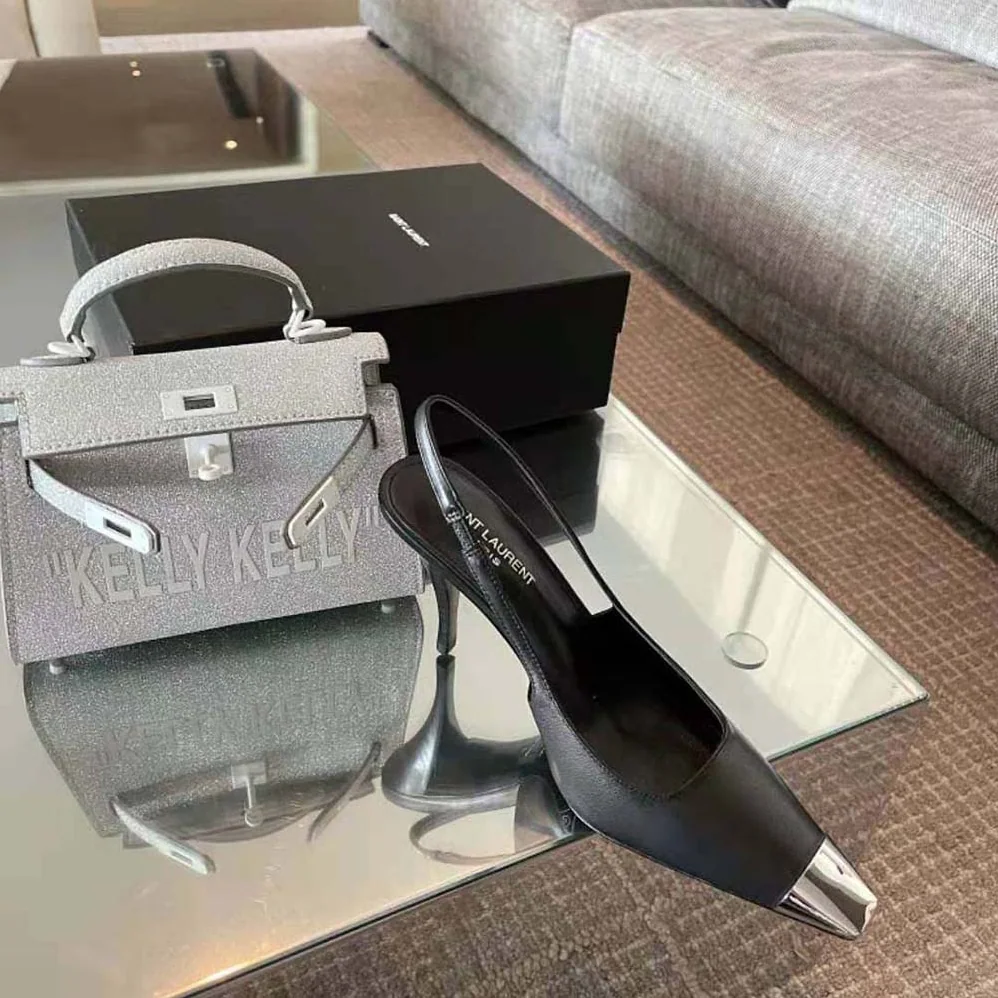 Saint Laurent YSL Blade Slingback Pumps in Smooth Leather for Women