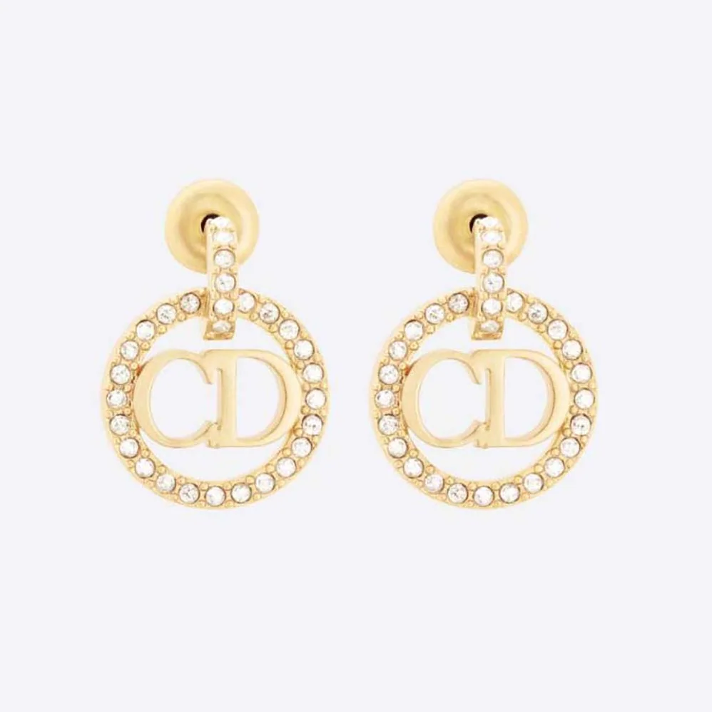 Dior Clair D Lune Earrings Gold-Finish Metal and Silver for Women in Tone Crystals