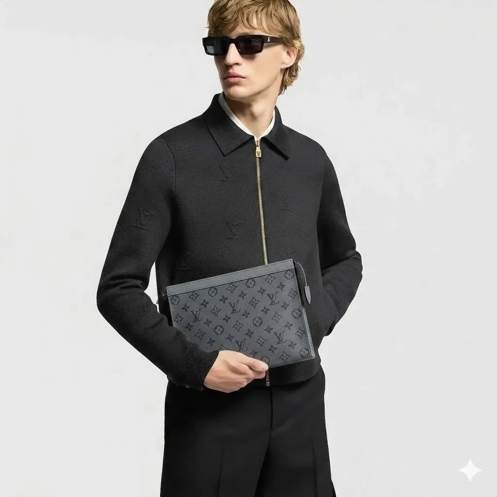Louis Vuitton Pochette Voyage MM Pouch in Gunmetal Gray Silver Hardware