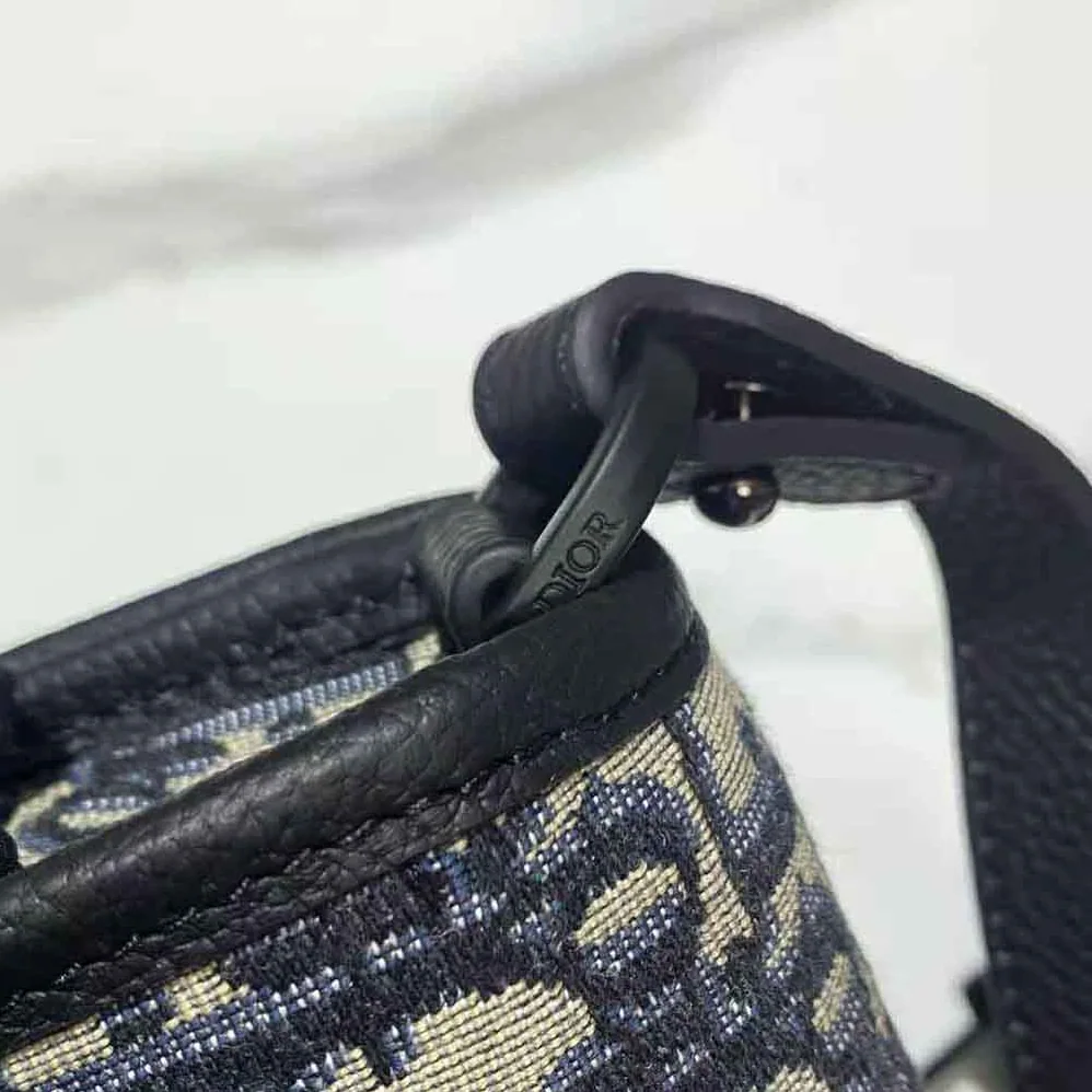 Dior Gallop Messenger Bag Beige and Black Dior Oblique Jacquard and Black Grained Calfskin for Men