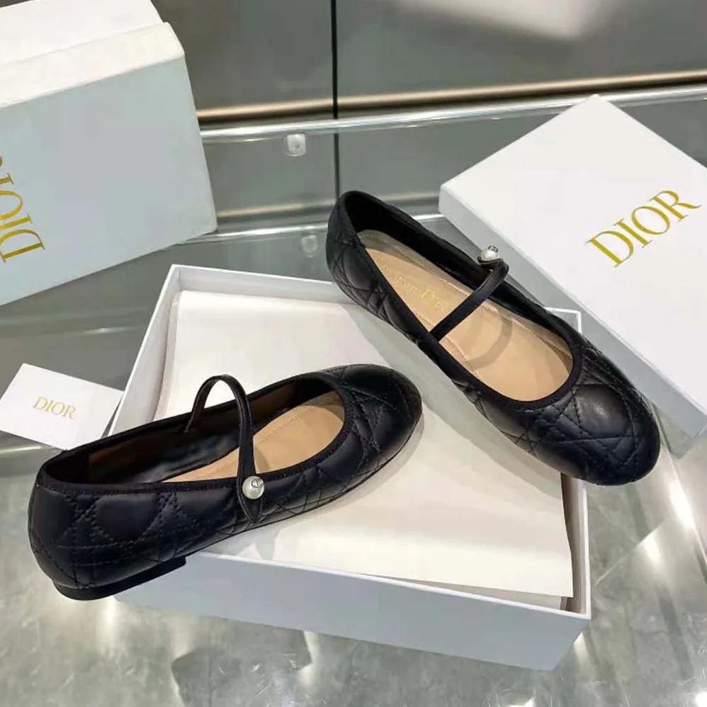 Dior Ballet Flat Black Quilted Cannage Calfskin for Women