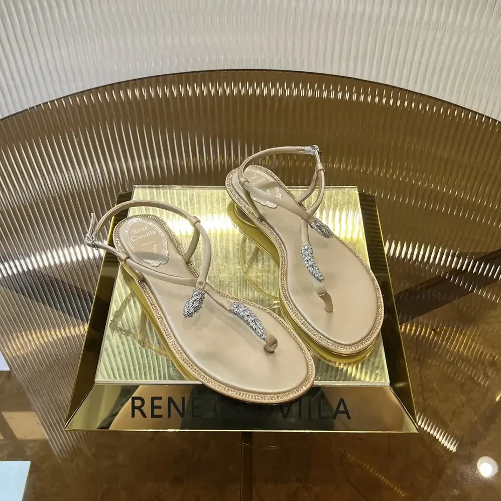 Rene Caovilla Serpente Nude Thong Sandal 10 for Women