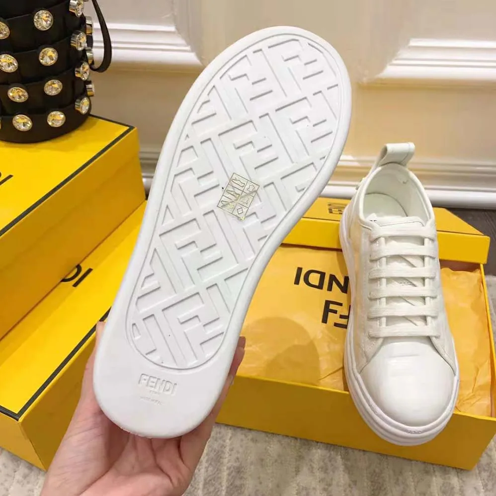 Fendi Shoes Fendi Rise White Leather Flatform Sneakers for Women