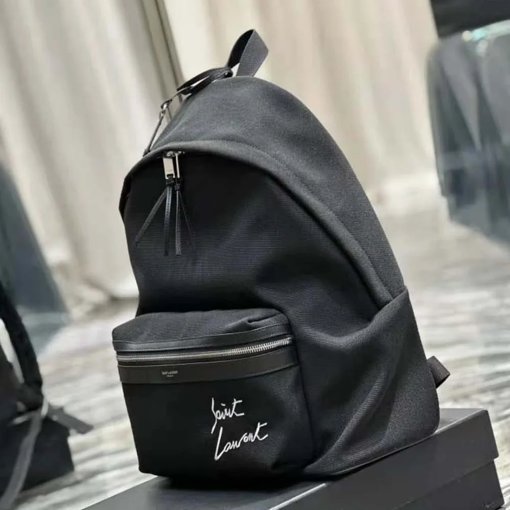 Saint Laurent YSL Saint Laurent Embroidered City Backpack in Canvas for Women Saint Laurent YSL Saint Laurent Embroidered City Backpack in Canvas for Women