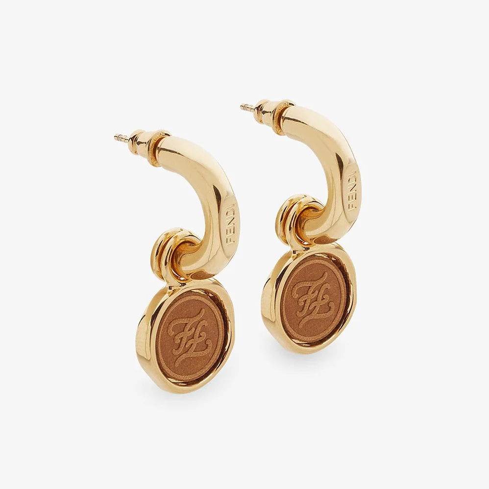 Fendi Karligraphy Earrings Gold for Women in Colored