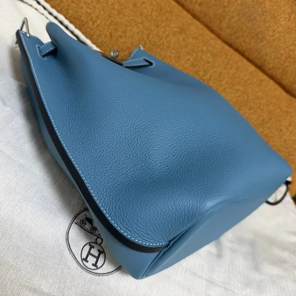 Hermes Togo So Kelly 22 Palladium Hardware for Unisex in Blue