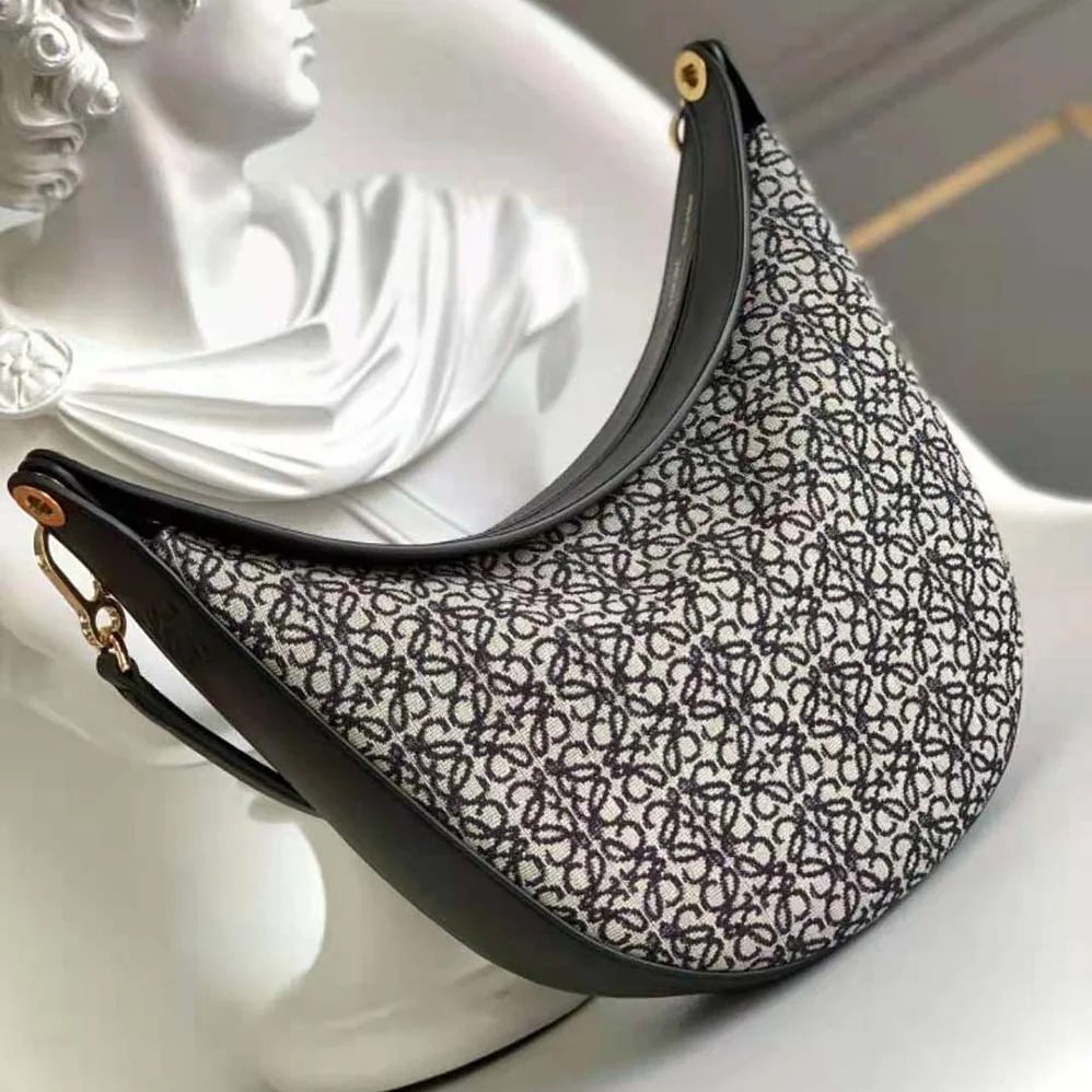 Loewe Luna Bag in Anagram Jacquard and Classic Calfskin for Women in Black
