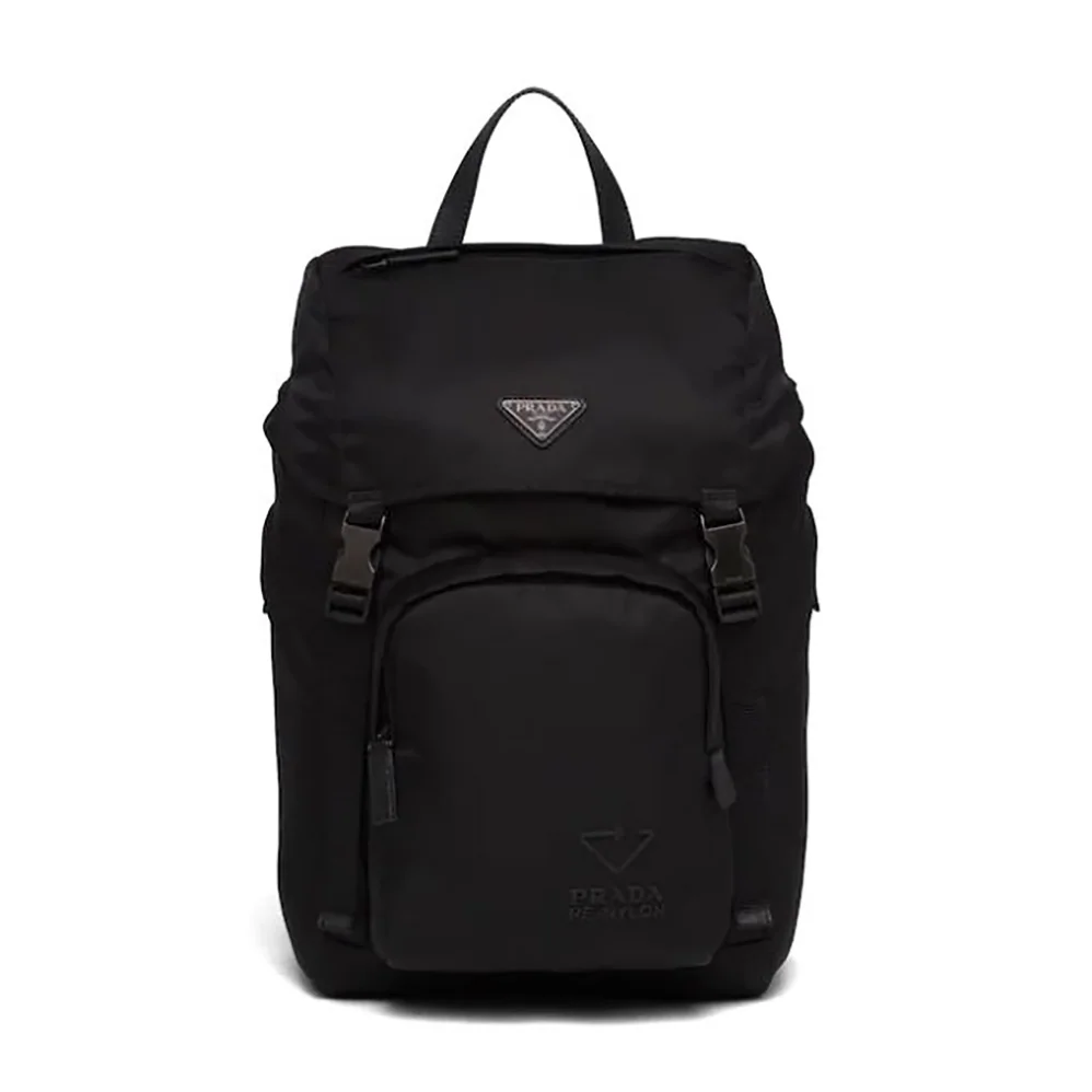 Prada Re-Nylon and Saffiano Leather Backpack for Men in Black