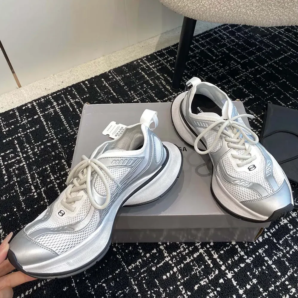 Balenciaga Circuit Sneaker in White and Silver Polyester for Unisex